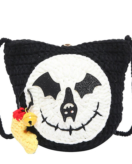 Holloween Crochet Messenger Bag Novelty Shoulder Bag for Women Cartoon Handbag Satchel Purse for Shopping Travel