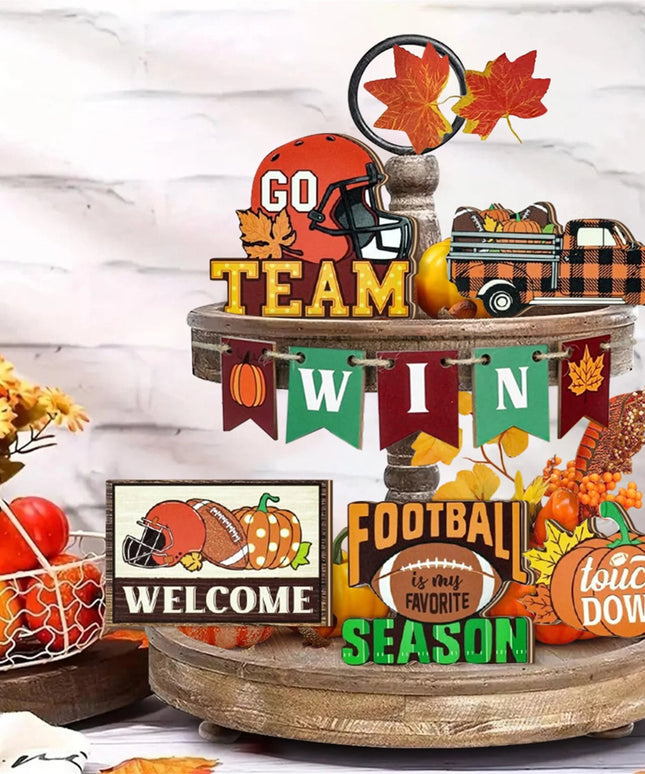Rustic Harvest Fall Decor Set Vintage Turkey Autumn Table Wooden Signs Party Favor Photo Prop for Thanksgiving
