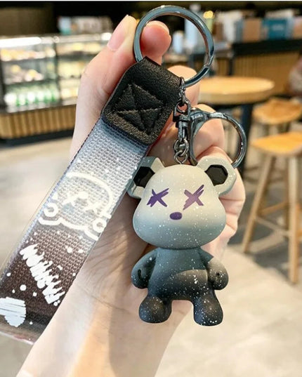 Cute Bear Keychain With Strap The Best Car Key Keyring Animal Bag Backpack Key Chain Charm Pendant Accessory Gift For Friend