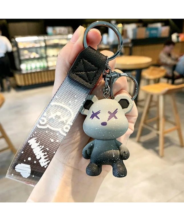 Cute Bear Keychain With Strap The Best Car Key Keyring Animal Bag Backpack Key Chain Charm Pendant Accessory Gift For Friend