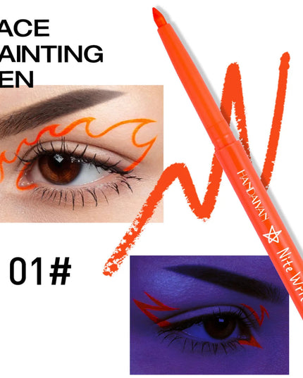 Fluorescent UV Light Neon Eyeliner Pen Waterproof Yellow Purple Orange Color Gel Eye Liner Pencil Eyes Make Up Cosmetics Tool