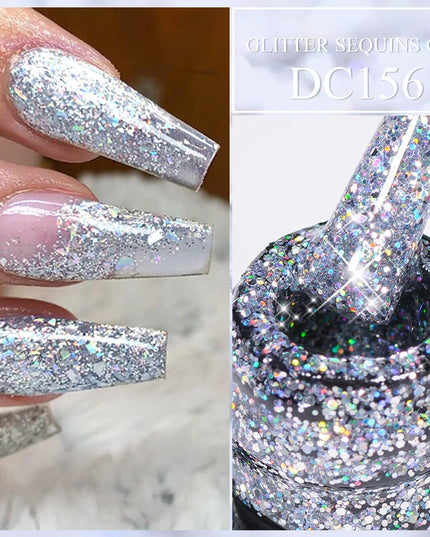 7ml Snowflake Gel Nail Polish UV LED Semi Permanent Milky White Pink Glitter Snow Sequins Gel Nails Art Design Varnish Manicure