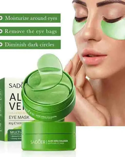 60pcs Aloe Vera Collagen Eye Mask Anti Dark Circles Eyes Bags Moisturizing Anti-Wrinkles Eye Patches Eyes Skin Care Products