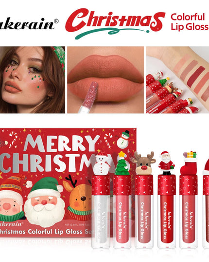Lake rain Christmas Lip Gloss Set Long Lasting Moisturizing Waterproof Portable Travel Kit Ideal Thanksgiving Christmas Gift