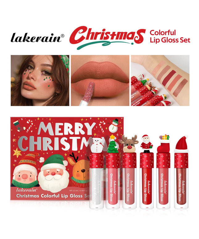 Lake rain Christmas Lip Gloss Set Long Lasting Moisturizing Waterproof Portable Travel Kit Ideal Thanksgiving Christmas Gift