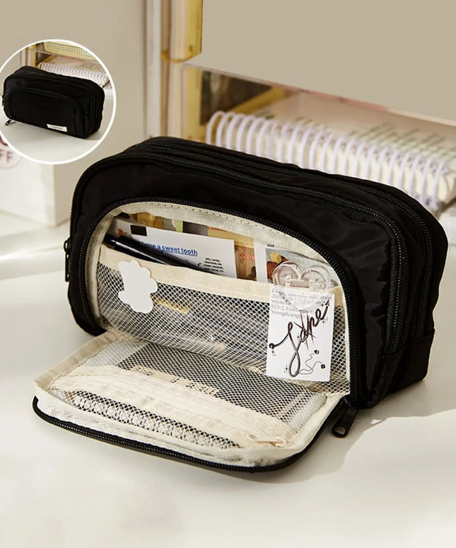 Large-Capacity Canvas Organizer Plus - Multi-Layer Storage with Durable Zipper and Stylish Colors - Portable Makeup, Storage Bag