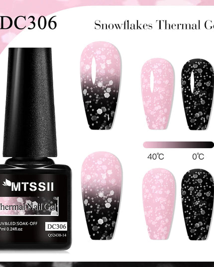 7ml Snowflake Gel Nail Polish UV LED Semi Permanent Milky White Pink Glitter Snow Sequins Gel Nails Art Design Varnish Manicure