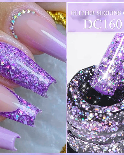 7ml Snowflake Gel Nail Polish UV LED Semi Permanent Milky White Pink Glitter Snow Sequins Gel Nails Art Design Varnish Manicure
