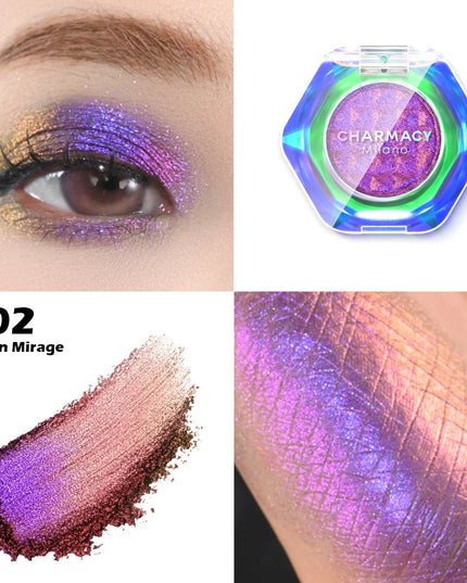 CHARMACY Multichrome Eyeshadow Palette 8 Colors Shimmer Waterproof Long-lasting Professional Eye Shadow Cosmetic Makeup