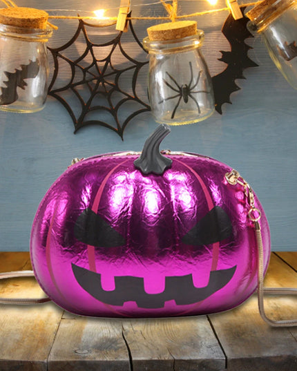 Pumpkin PU Leather Handbag Women Halloween Crossbody Bag Novelty Messenger Bag Crossbody Purse for Shopping Travel