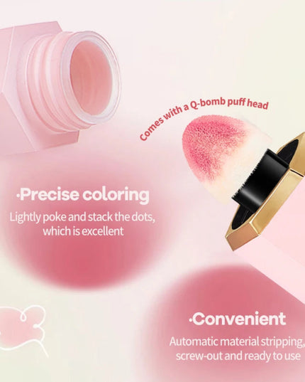 TVLV 4 Colour Matte Liquid BlushEasy to apply long lasting waterproof blush sponge brush head