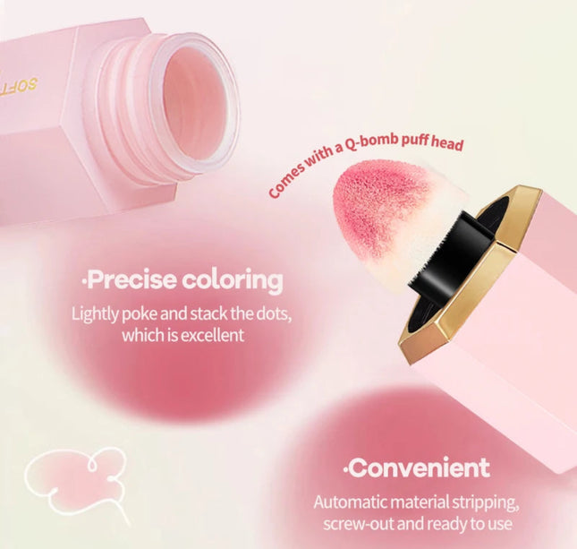 TVLV 4 Colour Matte Liquid BlushEasy to apply long lasting waterproof blush sponge brush head