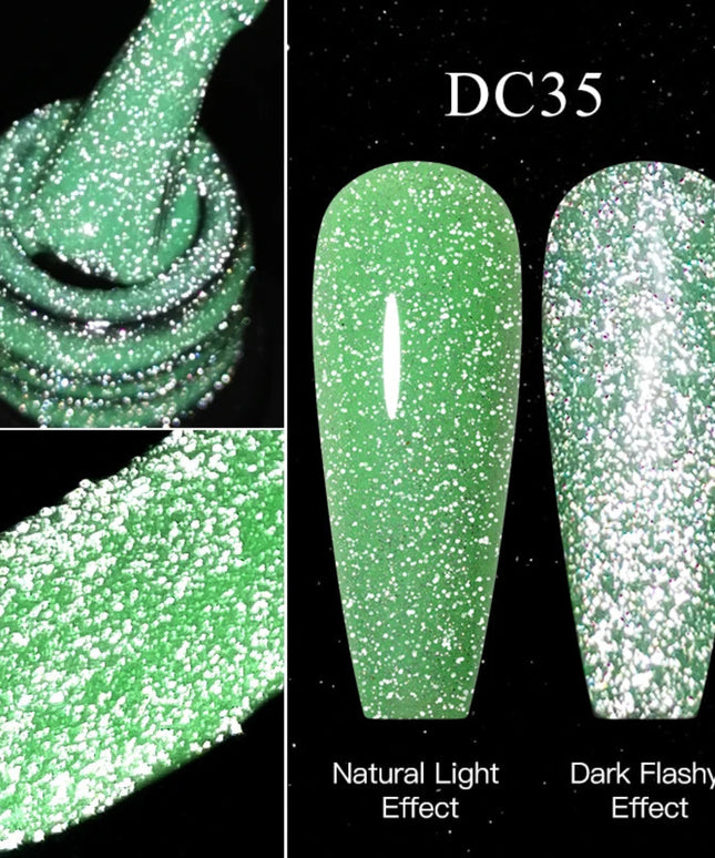 Mtssii Reflective Fluorescent Gel Nail Polish Glitter Gel Polish Neon Semi Permanent Varnish Soak Off UV Gel Sparkling Nail Art