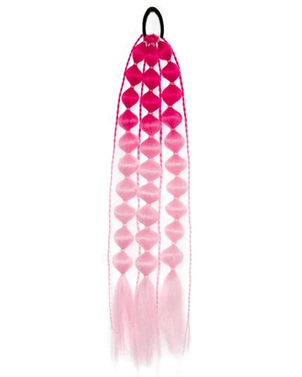 Synthetic 1Pcs Ponytail Extension Corlorful Bubble Braid Long Lantern Braided Ponytail with Hair Tie Straight Hairpieces