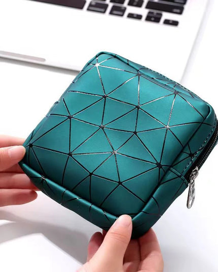 Sanitary Napkin Storage Bag,Leather Waterproof Feminine Period Bag with Zipper for Teen Girls Women,Small Makeup Pouch,Wallet