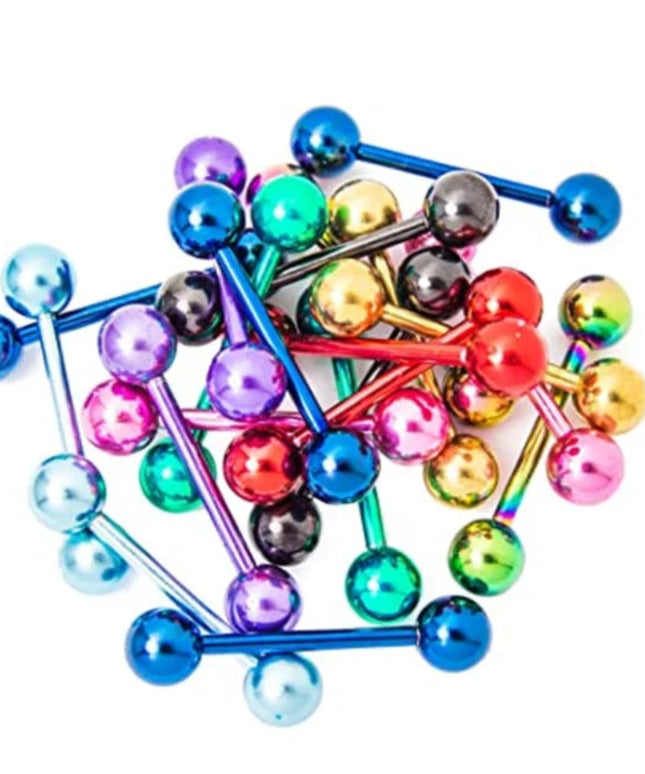 6PCS Paint Tongue Piercing Lot Stainless Steel Glitter Tongue Rings Barbell Bulk Sexy Nipple Bars Set Barbell Piercing Jewelry