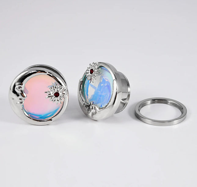 1PC Stainless Steel Blue Flash Film Ear Expanders Gauges Moon Sun Ear Plugs Tunnels Body Piercing Jewelry 8-25mm