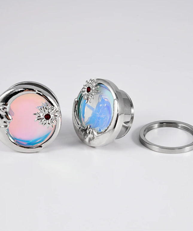 1PC Stainless Steel Blue Flash Film Ear Expanders Gauges Moon Sun Ear Plugs Tunnels Body Piercing Jewelry 8-25mm