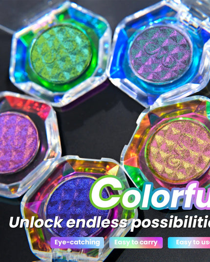 CHARMACY Multichrome Eyeshadow Palette 8 Colors Shimmer Waterproof Long-lasting Professional Eye Shadow Cosmetic Makeup
