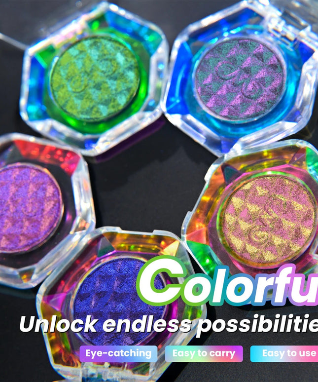 CHARMACY Multichrome Eyeshadow Palette 8 Colors Shimmer Waterproof Long-lasting Professional Eye Shadow Cosmetic Makeup