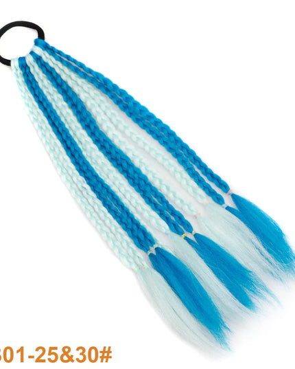 Colorful Braid Synthetic Hair Ponytail Rope Tie Girls Princess Color Tail Wig Children's Styling Baby Accessories