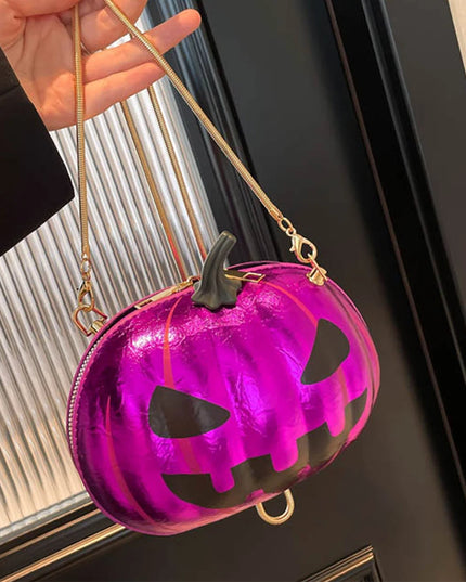 Pumpkin PU Leather Handbag Women Halloween Crossbody Bag Novelty Messenger Bag Crossbody Purse for Shopping Travel