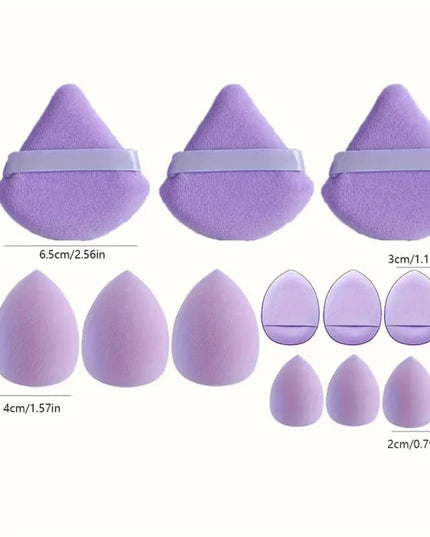 15pcs Combination Triangle Powder Puff Beauty Makeup Puff Set Women Make Up Tools With 1pc Bowknot Headband and 2pcs Wristbands
