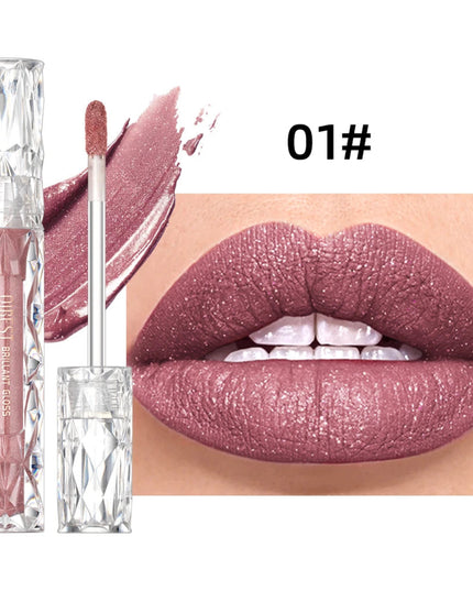 QIBEST Waterproof Diamond Shimmer Glitter Lipgloss Matte Liquid Lipstick Shiny Pearl Lip Glaze Long Lasting LipTint Women Makeup