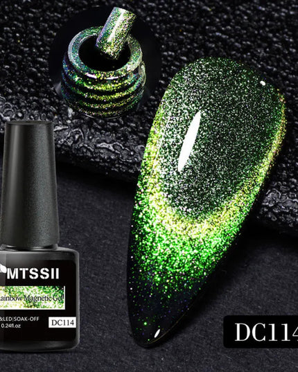 Mtssii 7ml 9D Neon Rainbow Glass Cat Magnetic Gel Nail Polish Double Light Sparkling Glitter Soak Off Varnis Semi Permanent Nail