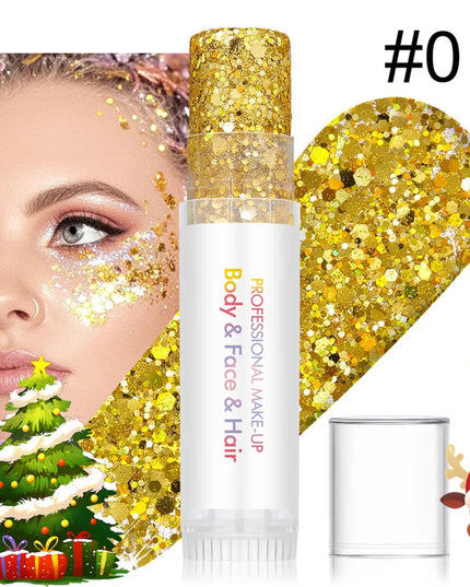 Body and facial glitter with long-lasting shine, suitable for holiday and Christmas party makeup