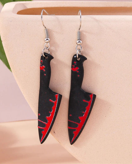 Punk Halloween Bloody Knife Drop Earrings Dagger Scissors Saw Dangle Hooks Earrings for Women Girls Night Party Jewelry Gifts