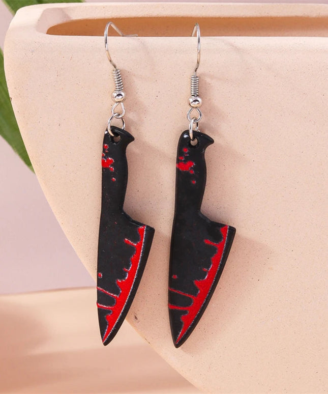 Punk Halloween Bloody Knife Drop Earrings Dagger Scissors Saw Dangle Hooks Earrings for Women Girls Night Party Jewelry Gifts