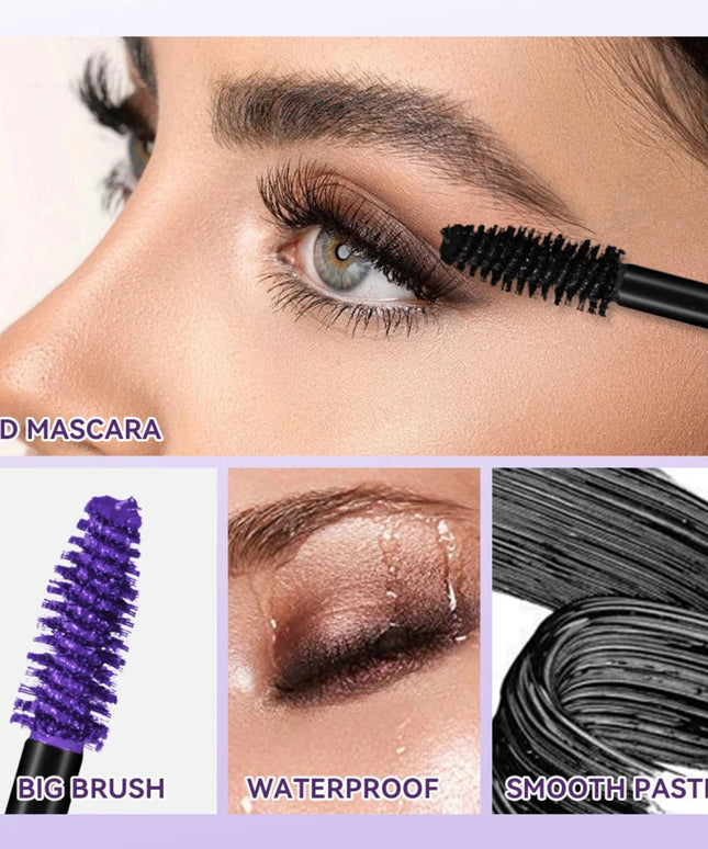 5D Mascara Waterproof Thickening Lengthening Curling Liquid Fiber Mascara Long-Lasting Curling Eyelash Extension Cosmetics