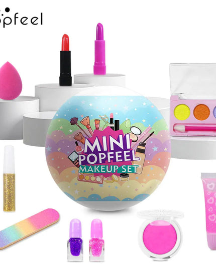 POPFEEL Christmas Surprise Makeup Mini Ball Set -10-Piece Collection with Mini Lipstick, Eyeshadow, and Nail Polish-Perfect Gift