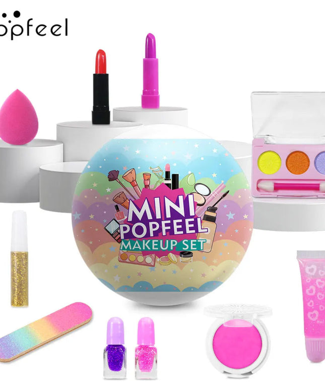 POPFEEL Christmas Surprise Makeup Mini Ball Set -10-Piece Collection with Mini Lipstick, Eyeshadow, and Nail Polish-Perfect Gift