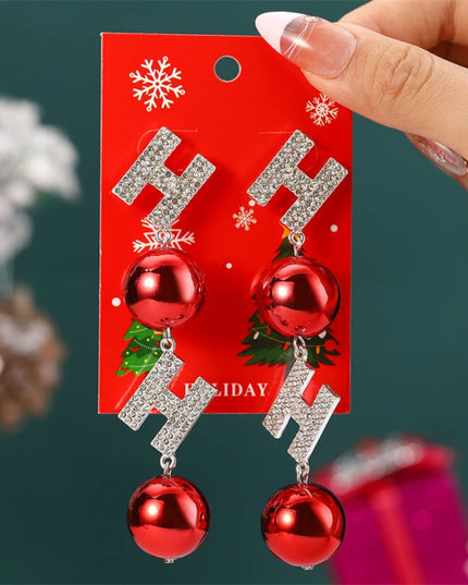 Christmas Drop Earrings For Women Shiny Rhinestone Santa Claus Xmas Tree Snowman Elk Snowflake Long Tassel Dangle Earring Gifts