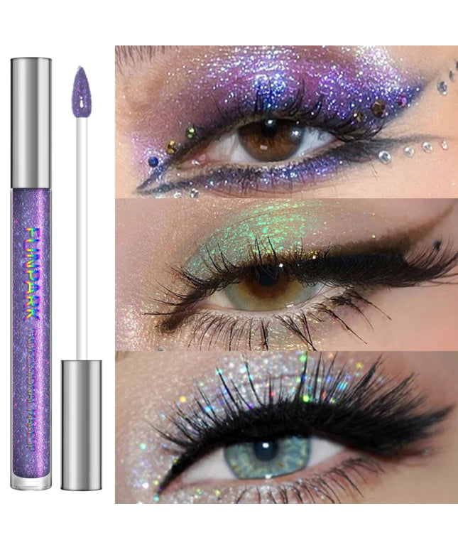 Glitter Liquid Eyeshadow, Silver Monochrome Tone, Waterproof Makeup Effect, Shimmer Pigment Eye Shadow Pallete Set