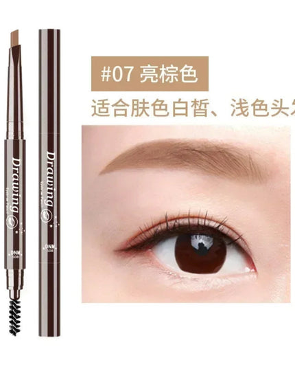 DNM Double-Heads Triangular Eyebrow Pencil 7-Color Option with Brush Natural Look Easy Coloring And Drawing for Eyebrows
