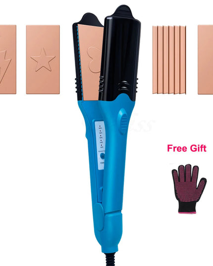 3D Hair Imprinting Curling Iron Hair Straightener Ceramic Crimpers Wavers Curler with 5 Different Plates 3D Embossing Iron