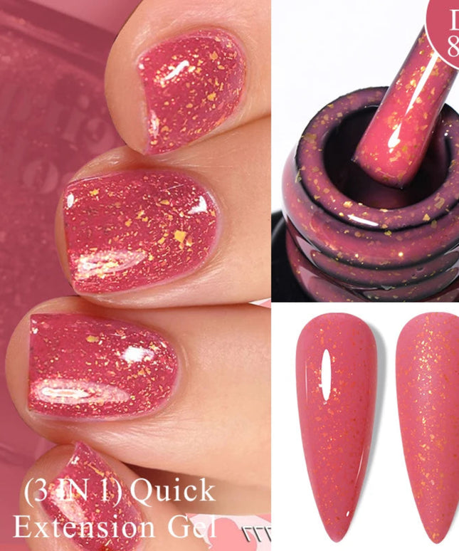 MEET ACROSS 7ml Quick Extension Gel Nail Polish Glitter Pink Gold Purple Milky White UV Gel Finger Prolong Varnish For Nails