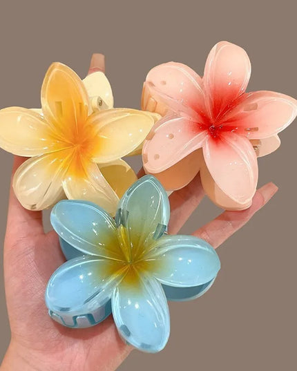 New Hawaiian Gradient Hair Clips Women Flower Hair Claws Shark Hairpins Vacation Beach Style Hairpins Hair Accessories