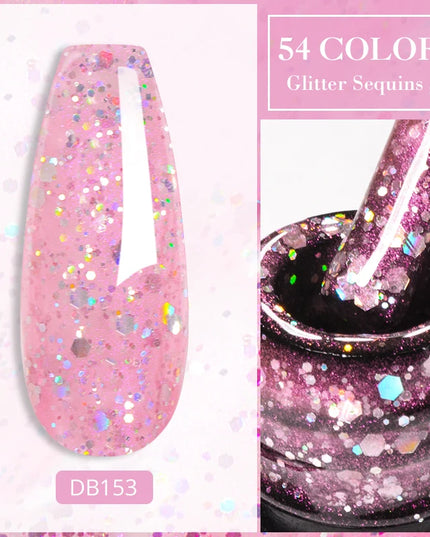 7ml Snowflake Gel Nail Polish UV LED Semi Permanent Milky White Pink Glitter Snow Sequins Gel Nails Art Design Varnish Manicure