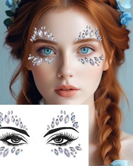 3D Rhinestone Face Sticker Festival Party Glitter Diamond Makeup Jewelry Face Tattoo Sticker Crystal Gems Jewels Face Decoration