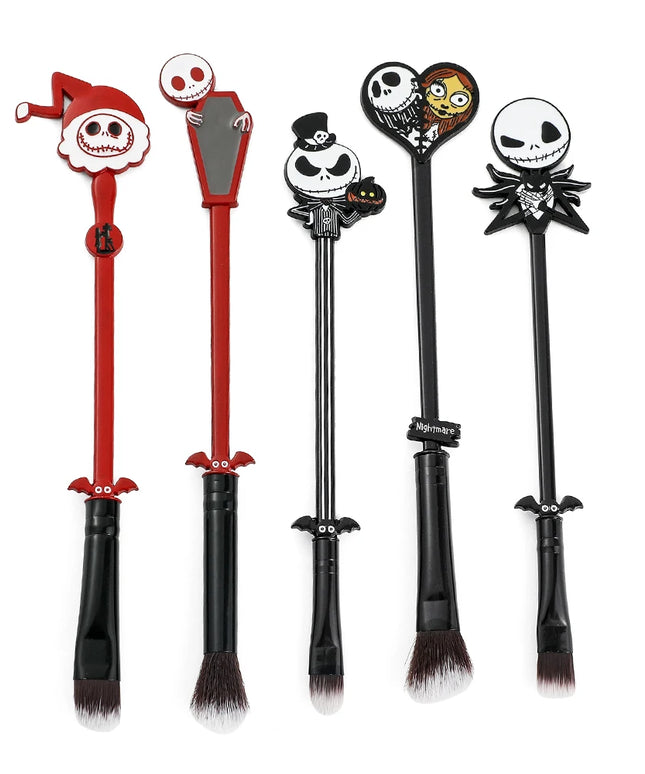 5 pieces of Christmas Eve Horror Makeup Brush Set Soft Makeup Brush, Skull Jack Metal Eyeshadow Brush, Suitable for Halloween Ho