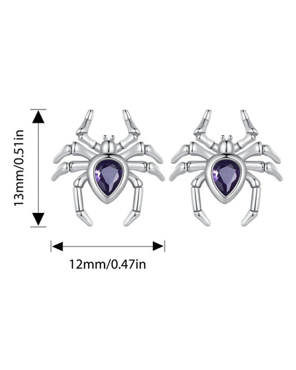 Bamoer Original 925 Sterling Silver Spider Earring Skull Grimace Ear Stud Animal For Women Men Halloween Party Gift Fine Jewelry