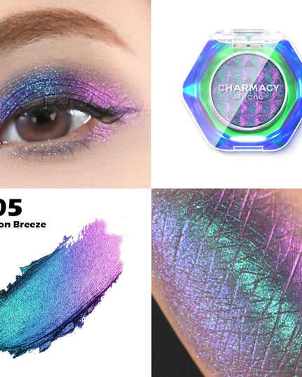 CHARMACY Multichrome Eyeshadow Palette 8 Colors Shimmer Waterproof Long-lasting Professional Eye Shadow Cosmetic Makeup