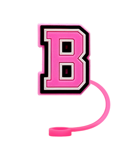 10mm Pink Letter Straw Cover Caps 1PCS Accessories For Cups,Soft Silicone Alphabet Straw Topper Drinkware,Dustproof Straw Caps