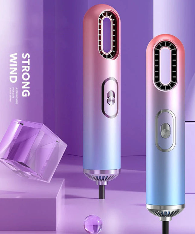 Mini 3-in-1 Electric Hair Dryer Curling Comb Hair Brush Volumizer Hair Straightener Manual Hair Dryer with Nozzle Styling Tool