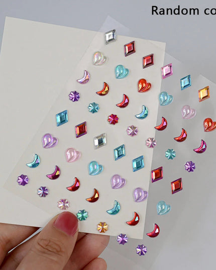 1Pcs Face Diamond Gem Sticker 5D Colorful Rhinestone Tattoo Eyeshadow Stickers fo Festival Nail Body Makeup Bling Jewel DIY Deco