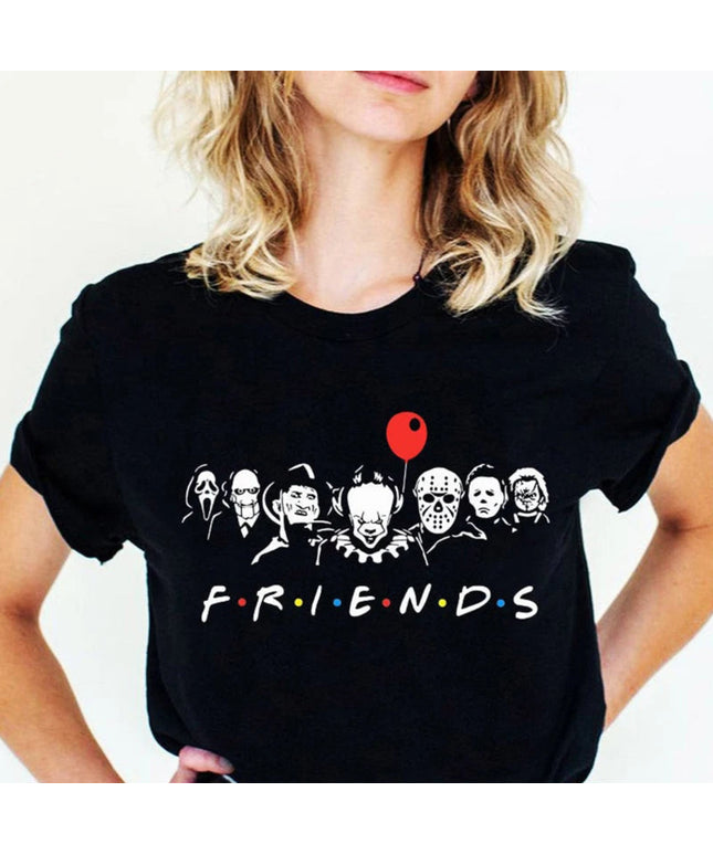 Friends T Shirt Best Stephen King Horror Characters Printed Cartoon Women Fashion Tops Oversized Tee Halloween Clothes Women